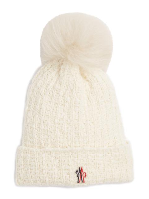 Moncler Grenoble Moncler Grenoble Après Ski Beanie with Faux Fur Pompom in Natural at Nordstrom