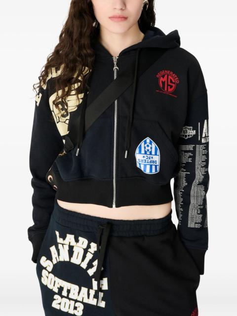 Marine Serre MARINE SERRE - Women Regenerated Graphic Jersey Cropped Zipped Hoodie