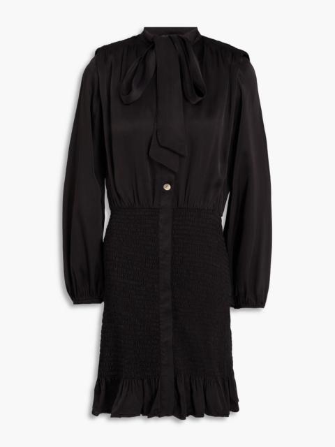 maje Pussy-bow satin-twill mini dress