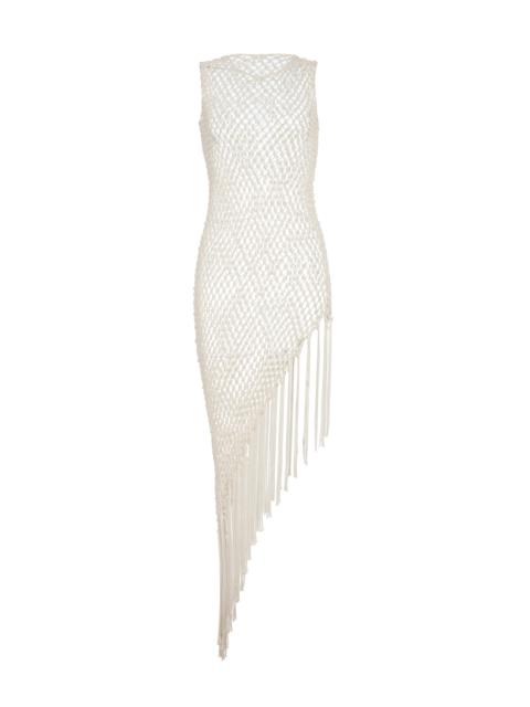 GABRIELA HEARST Nabia L Fringe Macrame Maxi Dress in Ivory Silk