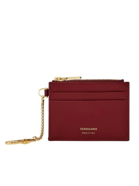FERRAGAMO Ferragamo Stamped Signature Leather Card Holder