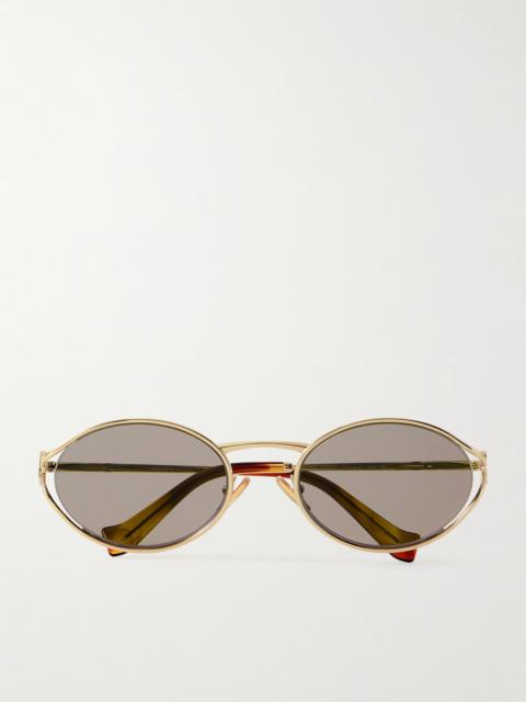 Miu Miu Oval-frame Gold-tone Sunglasses