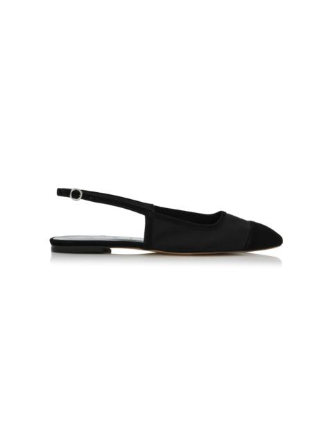 Aeyde Geraldine Suede-Trimmed Satin Slingback Flats black