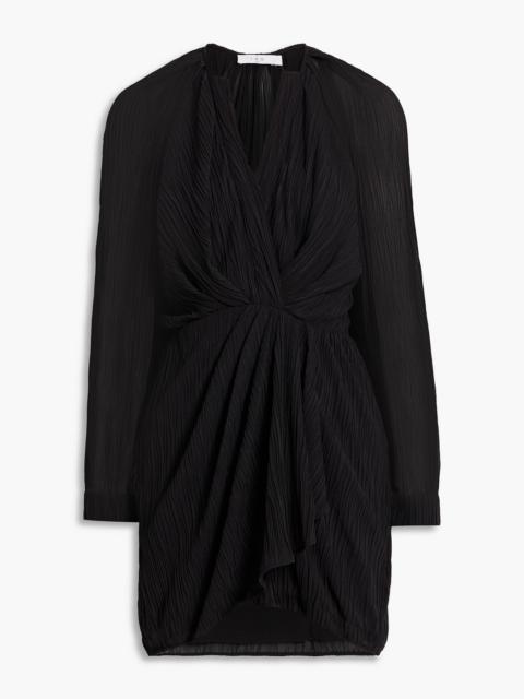 Other Designers Alvina wrap-effect plissé-tulle mini dress