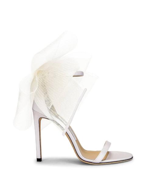 JIMMY CHOO Open Box - Jimmy Choo Aveline 100 Asymmetric Bow Deatil Sandals, Brand Size 35 ( US Size 5 )