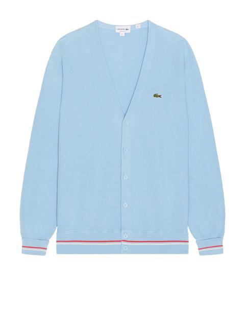 LACOSTE Relaxed Fit Stripe Accent Cardigan