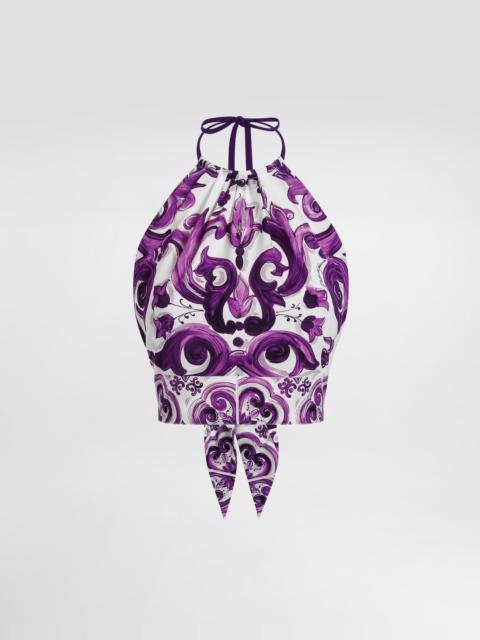 Dolce & Gabbana Majolica-print charmeuse top
