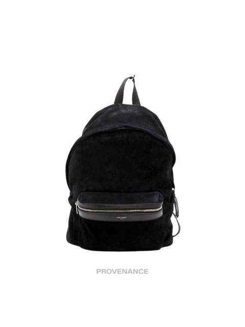 SAINT LAURENT Saint Laurent Paris SLP City Backpack Bag - Black Suede