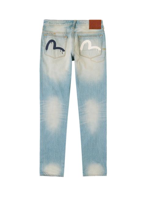 EVISU 7-Pocket Seagull Print Washed Jeans #2017