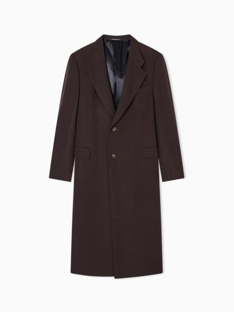 EMPORIO ARMANI SINGLE-BREASTED COAT IN GRANULAR VIRGIN WOOL