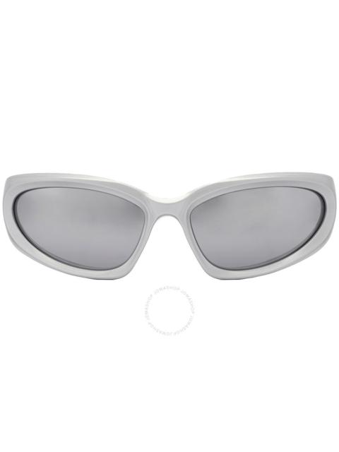 Balenciaga Silver Mirror Wrap Men's Sunglasses BB0157S 004 65