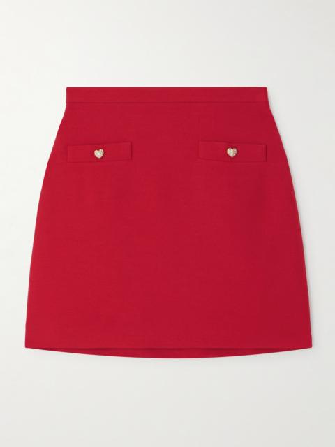 Valentino Button-embellished Wool And Silk-blend Mini Skirt