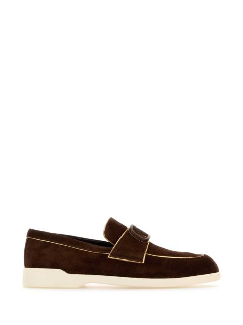 Valentino Valentino Garavani Women Brown Suede Vlogo Loafers