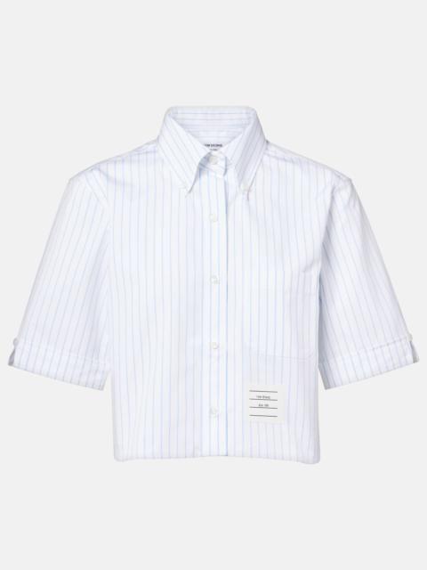 Thom Browne Pinstriped cropped cotton poplin shirt
