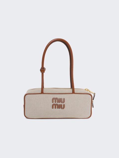 Miu Miu Beau Canvas Bag Natural And Brandy