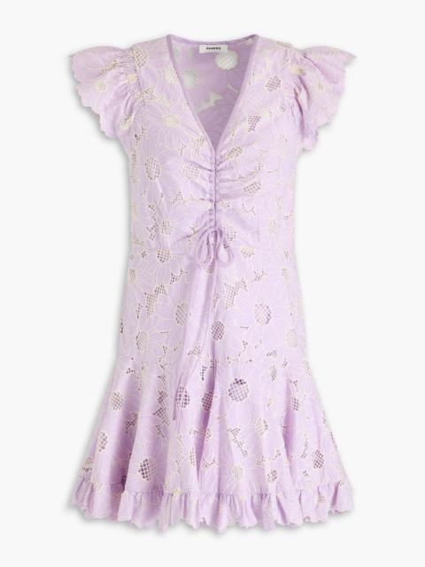 Sandro Ruffled broderie anglaise mini dress