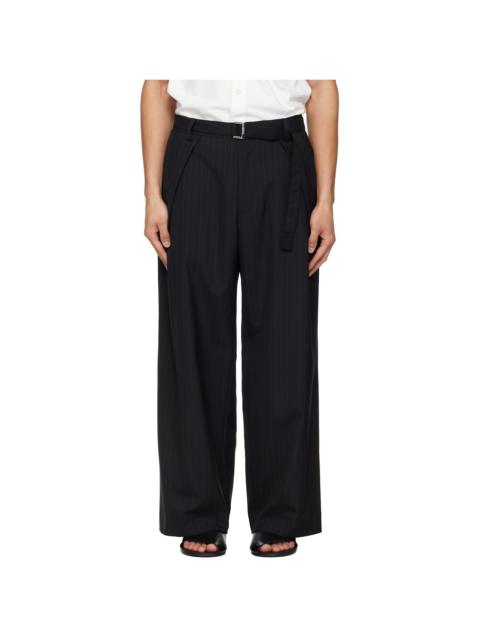 sacai Black Chalk Stripe Trousers