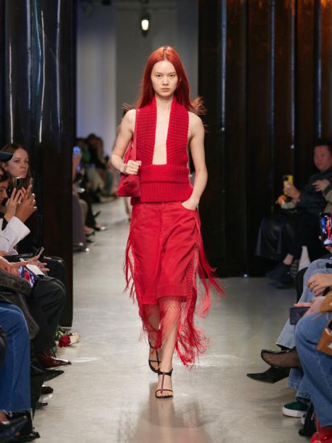 CHRISTOPHER ESBER Macrame Fringed Corduroy Cropped Jean