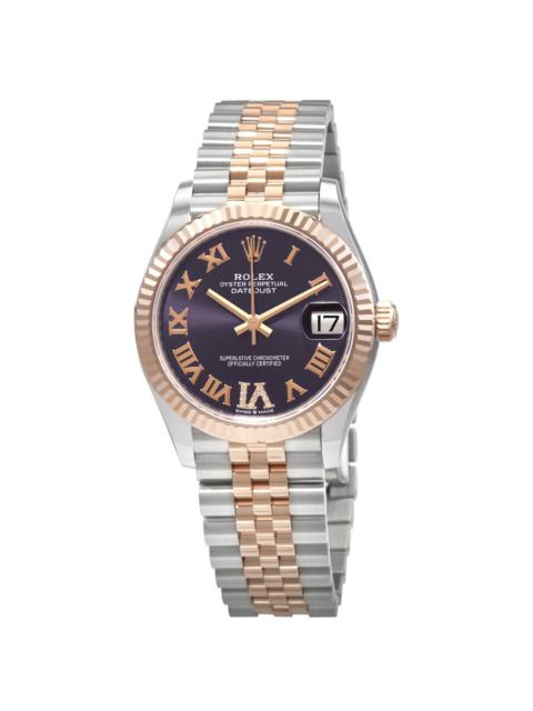ROLEX Rolex Datejust 31 Aubergine Diamond Dial Automatic Ladies Steel and 18kt Everose Gold Jubilee Watch 