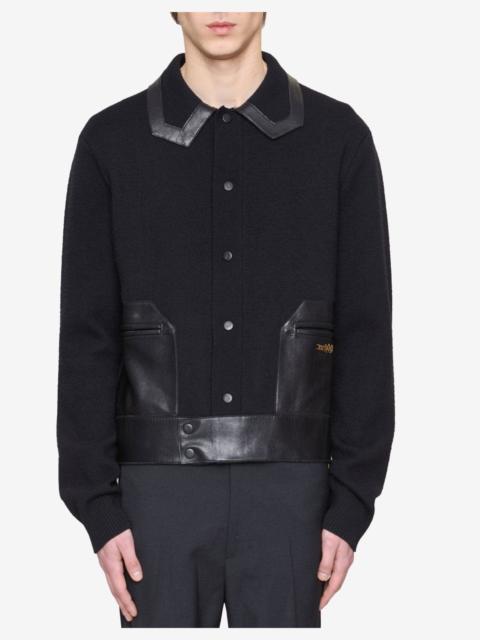 AMIRI Amiri Black Leather Patch MA Cardigan