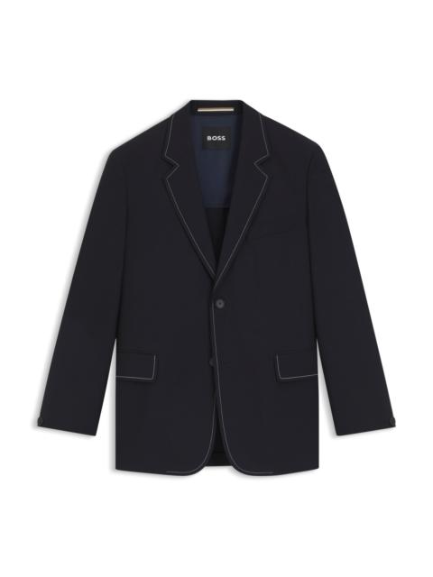 BOSS RELAXED-FIT JACKET IN WOOL WITH CONTRAST STITCHING