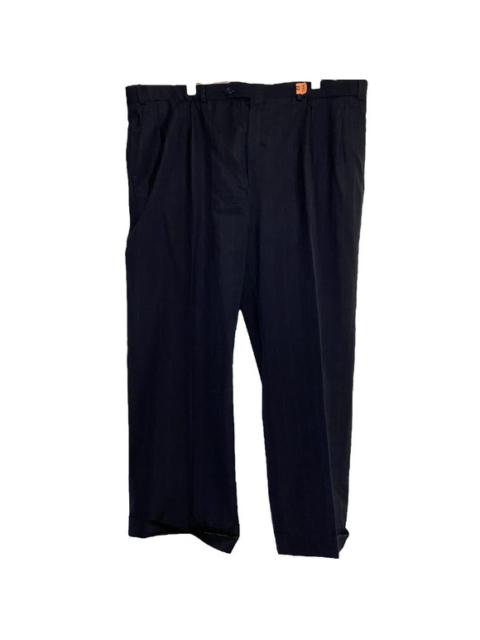 Christian Dior Trouser Pants Mid Rise Pleated Rolled Hem Pin Stripe Black 44