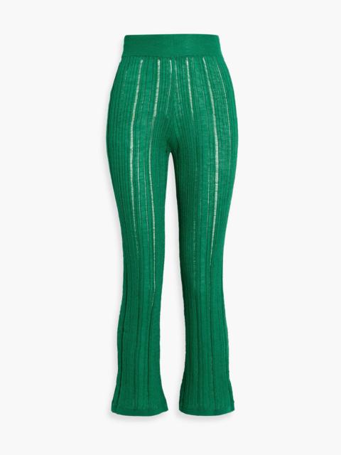 Cult Gaia Savannah metallic ribbed-knit slim-leg pants