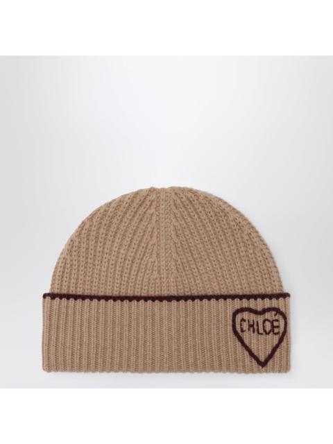 Chloé Chloe Encoeur Wool And Cashmere Beanie In Bleached Brown Women