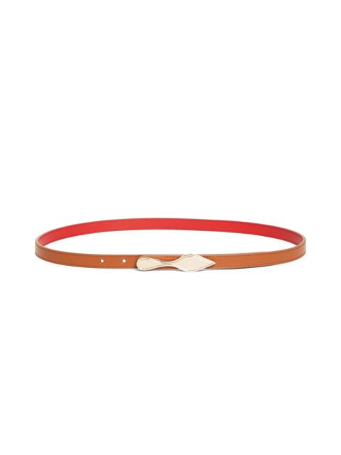 Christian Louboutin Christian Louboutin Bettina Reversible Leather Skinny Belt in Cuoio/Loubi/Gold at Nordstrom