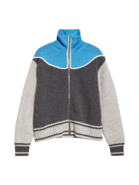 Bottega Veneta Bottega Veneta Colorblock Virgin Wool Track Jacket in 4460 Anthracite/Admiral at Nordstrom