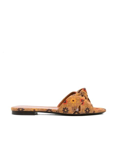 Saint Laurent Bianca Knotted Suede Slides Women
