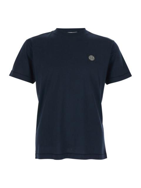 Stone Island Stone Island Men Blue T-Shirt With Logo Patch On The Front In Cotton For Men