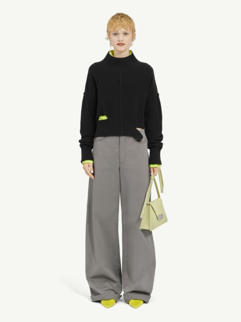 MM6 Maison Margiela Gauge Black Boxy Distressed Jumper