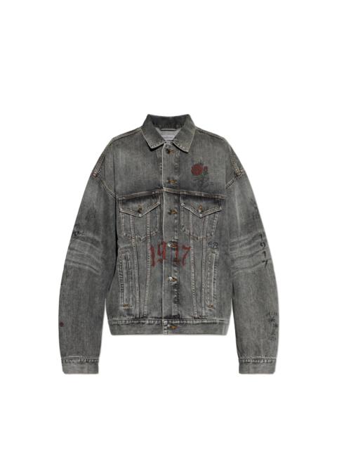BALENCIAGA BALENCIAGA $2750 Dark Gray Tattoo Boxy Jacket New & Authenti