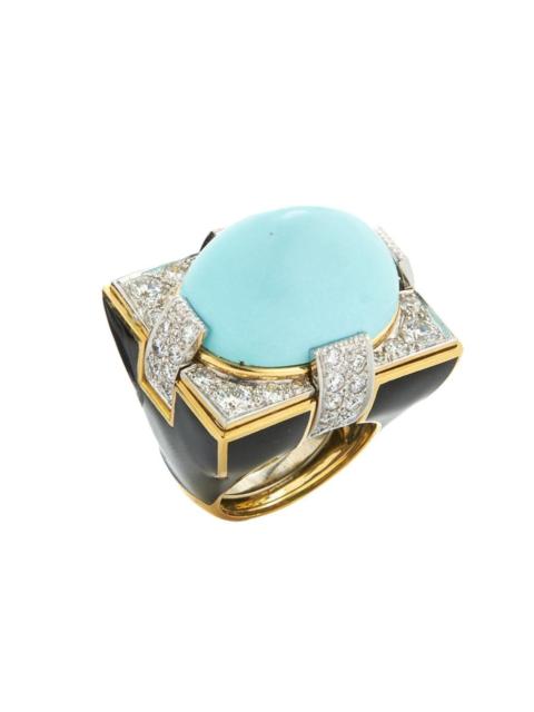 DAVID WEBB Turquoise Black Grand Central Ring