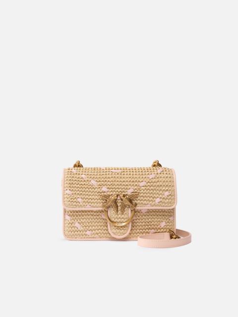 PINKO MINI LOVE BAG ONE LIGHT SMALL HANDBAG IN CHEVRON RAFFIA AND LEATHER