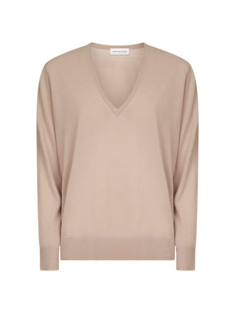 Dries Van Noten Pink fine Merino wool loose-fit sweater