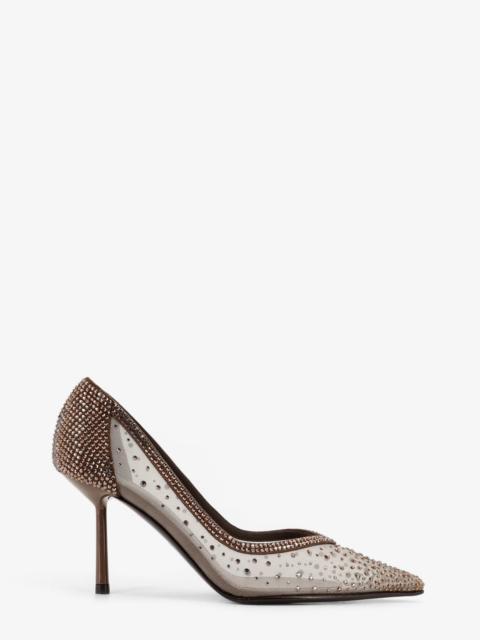 Other Designers Le Silla Nicole Mesh Pumps With Rhinestones