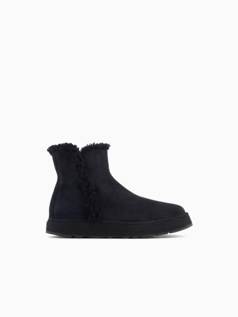 GIORGIO ARMANI GIORGIO ARMANI NEVE SUEDE AND SHEEPSKIN ANKLE BOOTS