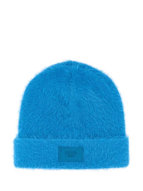 FENDI Fendi Men Light Blue Nylon Beanie Hat