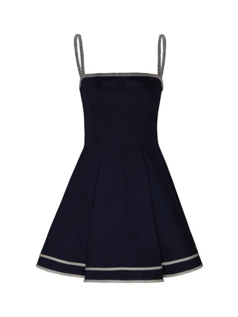 ANDRES OTALORA Aroma a ti Embroidered Cotton Mini Dress navy