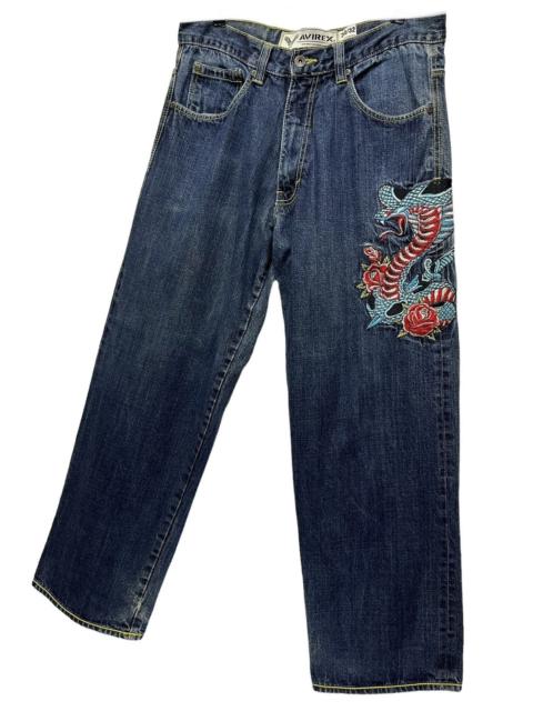 Other Designers Avirex × Cobra × Vintage - Embroidery Tattoo Cobra Sword Roses Baggy Fit Karakuri Denim