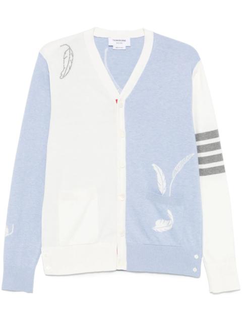 Thom Browne Funmix Feather Intarsia Highneck Cardigan Men