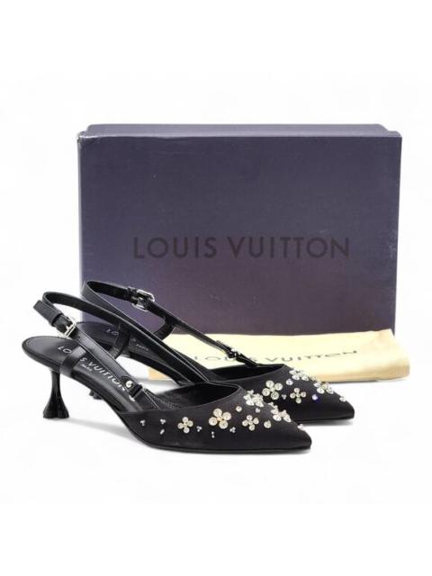 Louis Vuitton Louis Vuitton Blossom Slingback Heels Satin Crystals Black EU 36 US 5.5 - NWB
