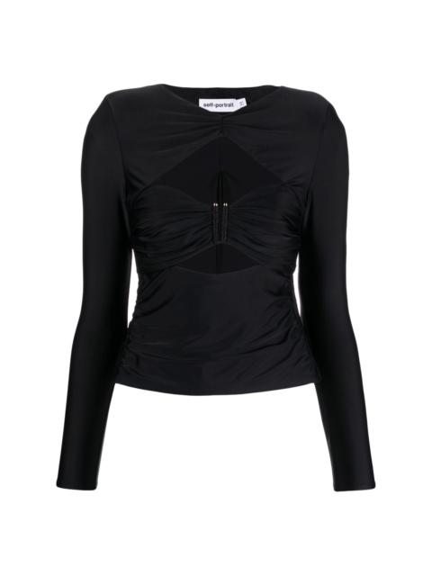 self-portrait ruched cut-out top