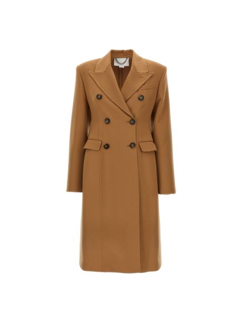peak-lapel double-breasted wool coat