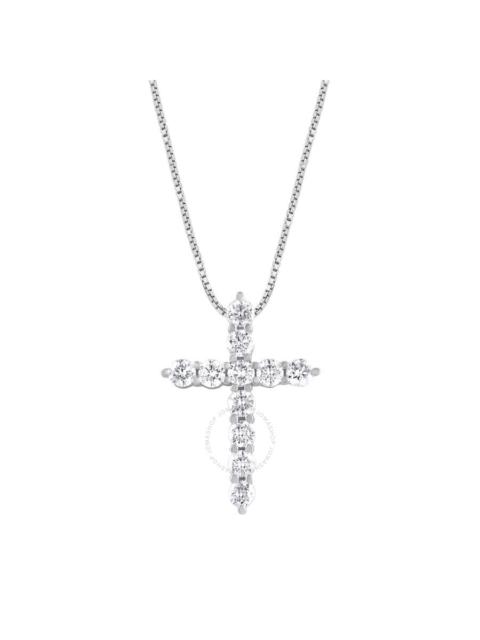 Brilliant Diamond - Brilliant Diamond 14K White Gold 1 CTTW LAB GROWN Diamond Cross Pendant Necklace (G-H, SI1-SI2), 18"