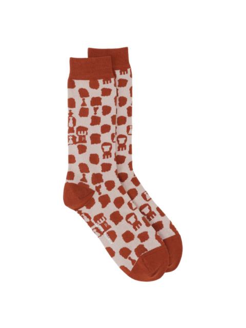 HENRIK VIBSKOV CHESS SOCKS HOMME - RUST BEIGE GAMBIT