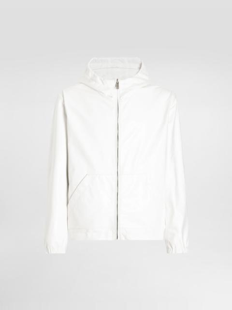 Dolce & Gabbana Leather and fabric jacket with reversible hood