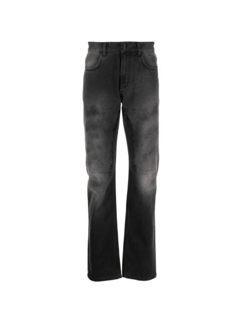 straight-leg stonewashed jeans